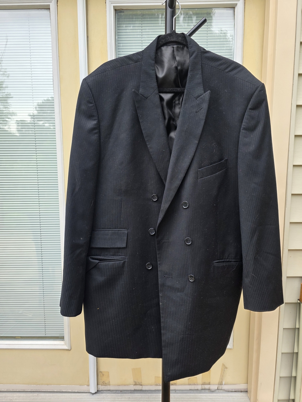 Stacy Adams Black Pinstripe Blazer with Copper Trim